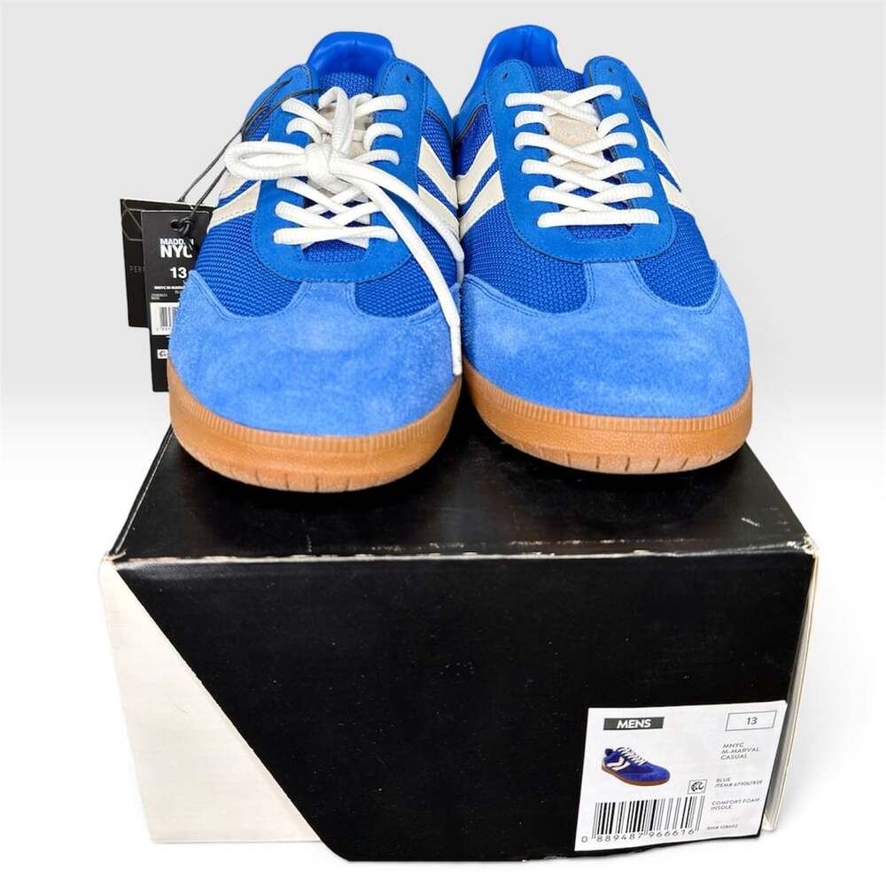 Madden NYC M-Marval Men’s 13 Blue Suede Mesh Gum Sole Sneakers NWT